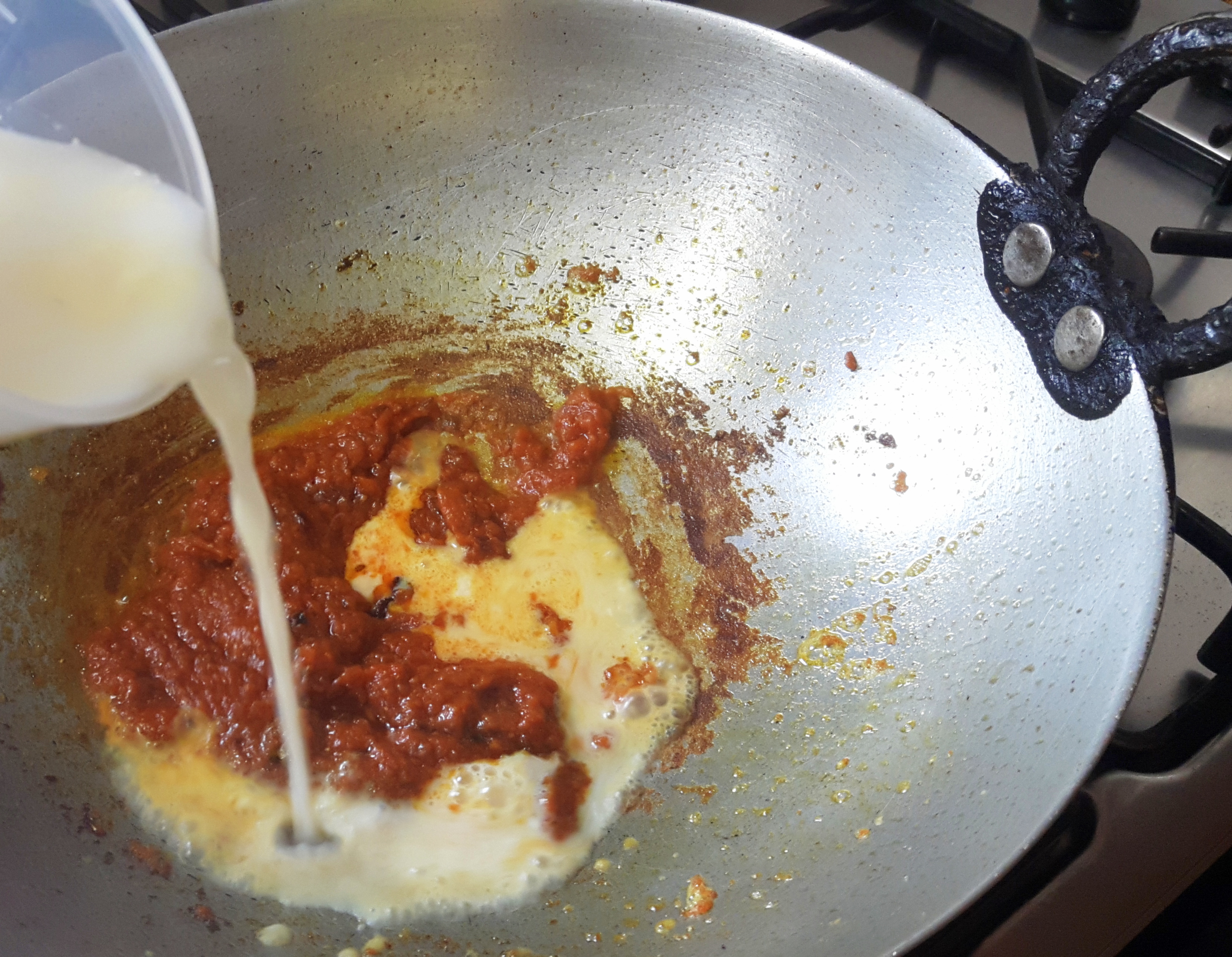 add half cup of milk slowly