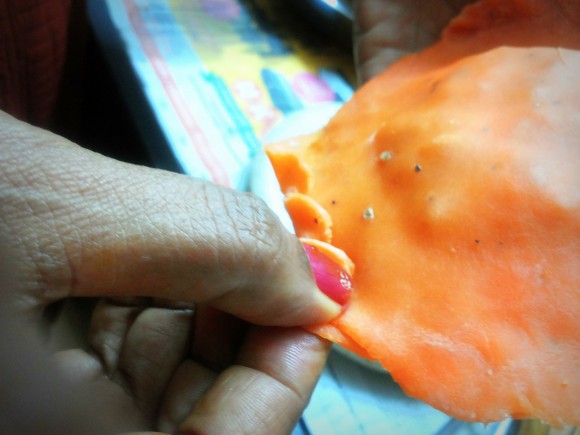 Fold the edges with finger