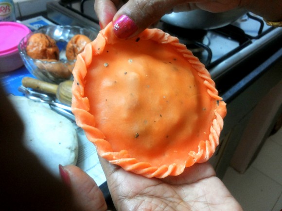Fold the edges with finger