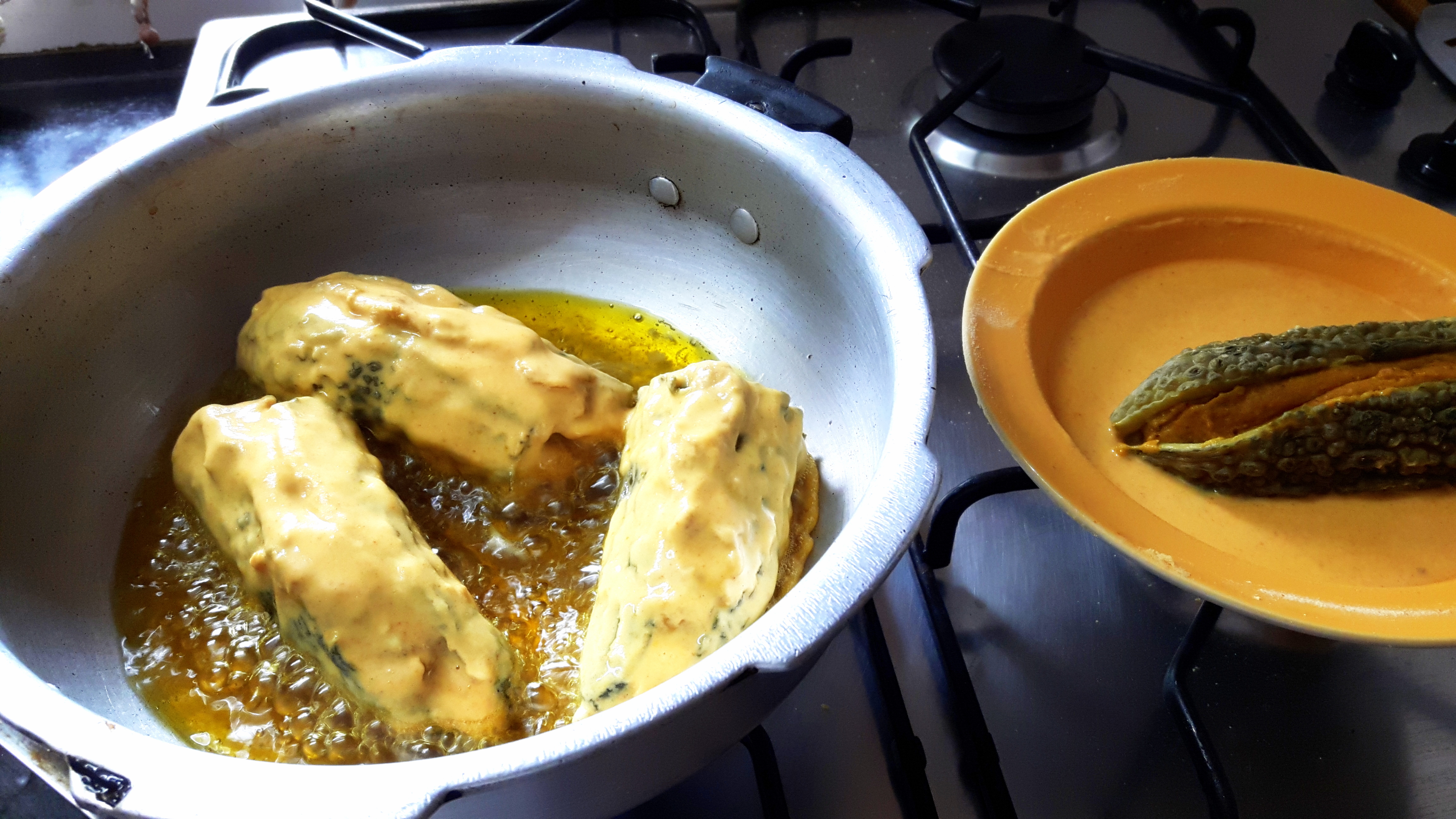 Deep fry the karela