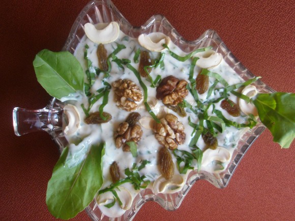 crunchy palak raita