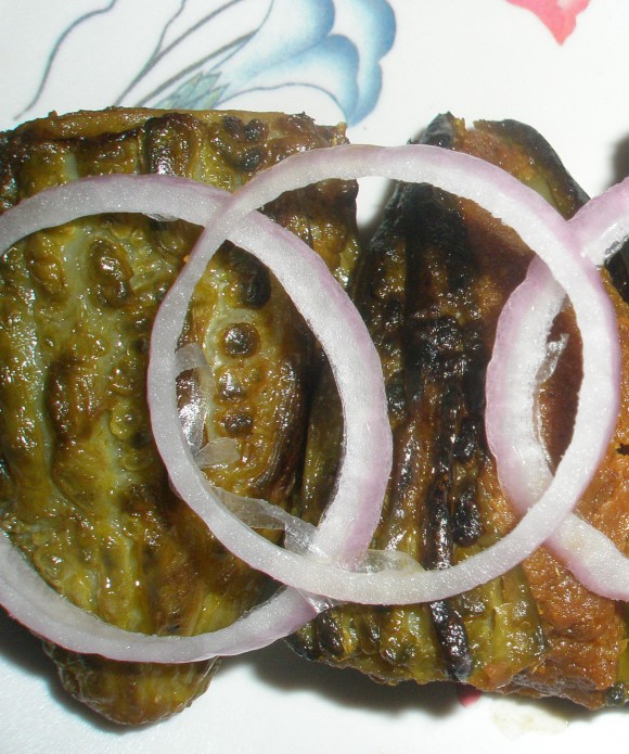 stuff bitter gourd with onion paste