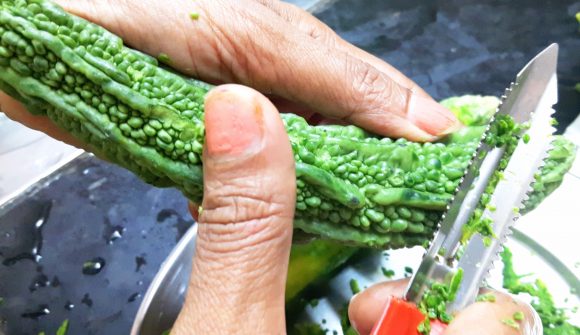 Peel the bitter gourd