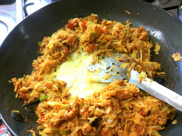 frying cabbage with malai
