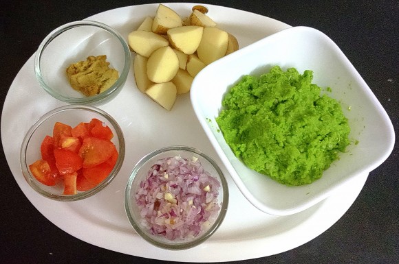 Ingredients of Green peas curry (godila / nimona)