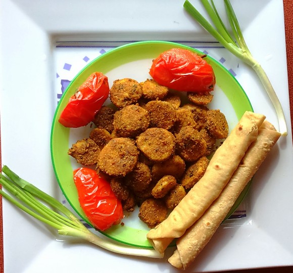 Dry arabi (taro root) with Besan
