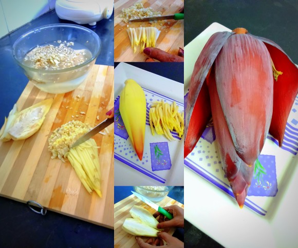 cleaning process of banana flower