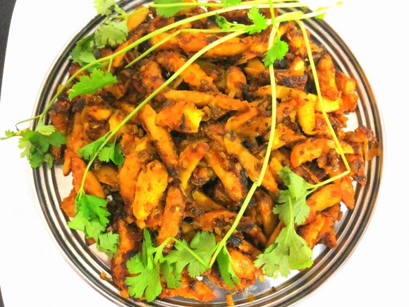 Arabi ka bhujia (taro root fry)