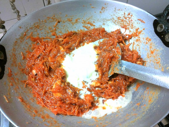 adding fresh cream