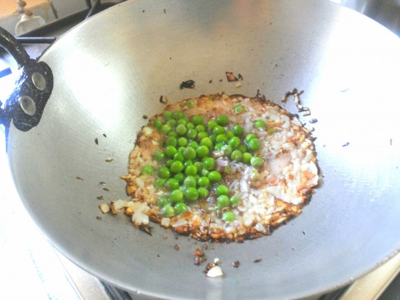 adding peas