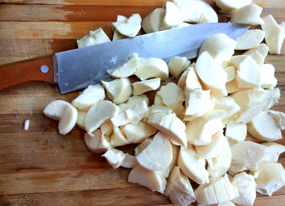 cutting the tapioca