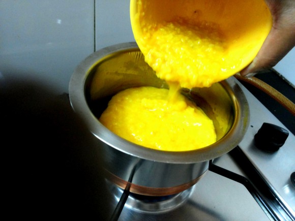 Adding cooked dal 