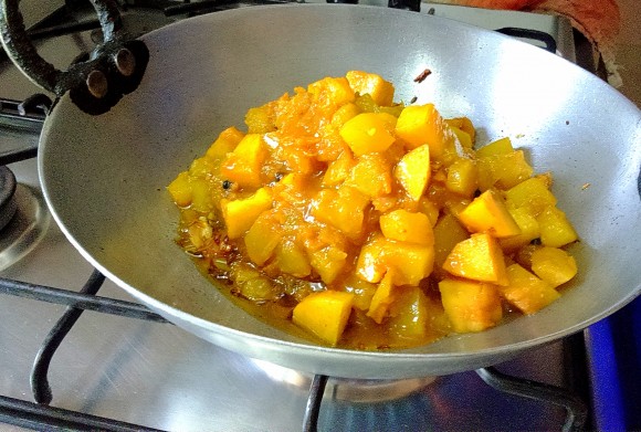 adding boiled vegetables
