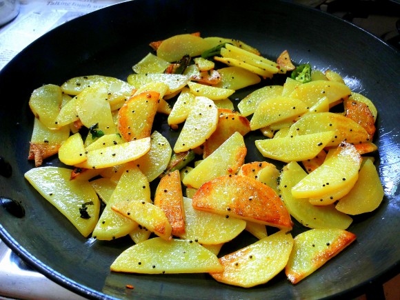 frying potatoes