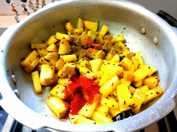 adding masala