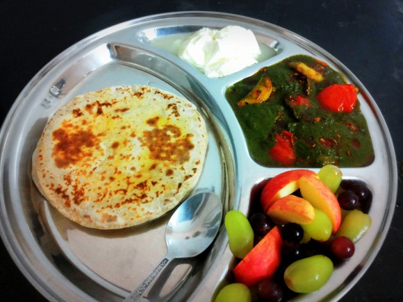 Spinach (palak) Aaloo (potato) curry
