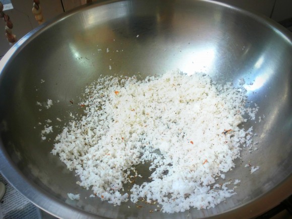 frying fresh coconut