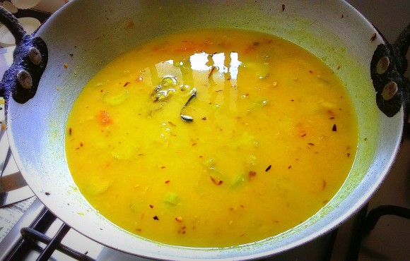 Moong dal (mung bean) with Gilki turai (luffa/sponge gourd)