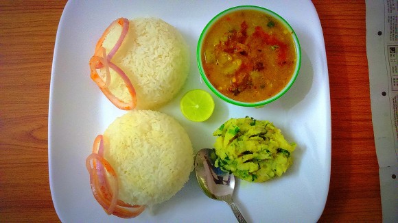 Moong dal (mung bean) with Gilki turai (luffa/sponge gourd)