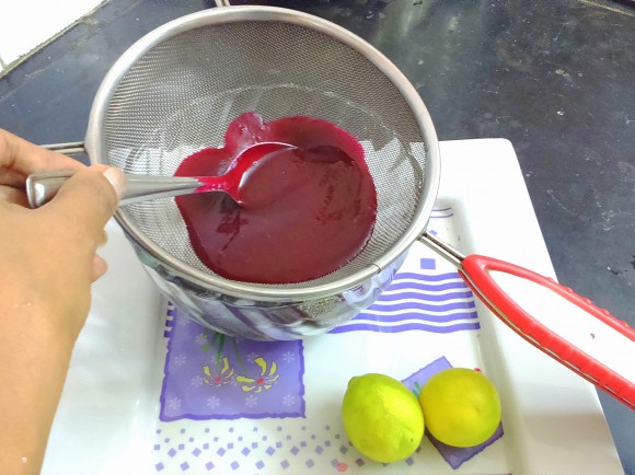 sieve boiled beet root paste