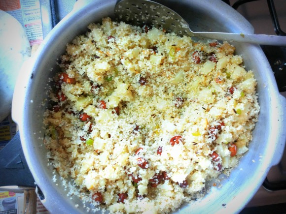 Add washed rice and fry 