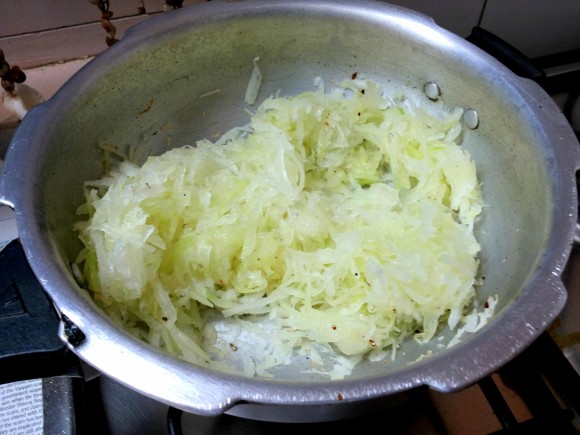 Add grated ash gourd 