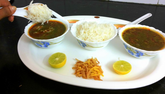 adding steamed rice