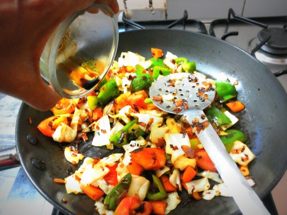 Add sugar, soya sauce 