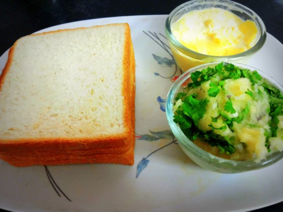 Ingredients for tapioca (cassava root) sandwich 
