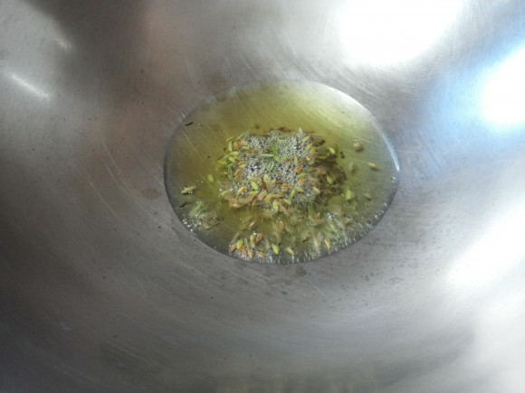 add mustard seeds, fennel seed and cumin