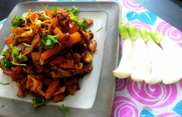 August phool and aaloo (potato) ki sabji