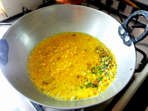 Transfer the boiled Dal 