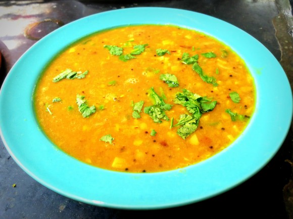 Garlicky Masoor dal (brown skin lentil/red lentil): dal