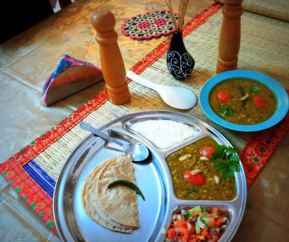 Garlicky Masoor dal (brown skin lentil/red lentil): dal