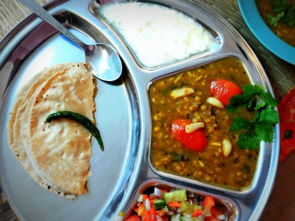 Garlicky Masoor dal (brown skin lentil/red lentil): dal