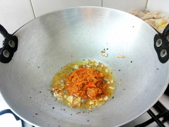add garlic and grounded masala