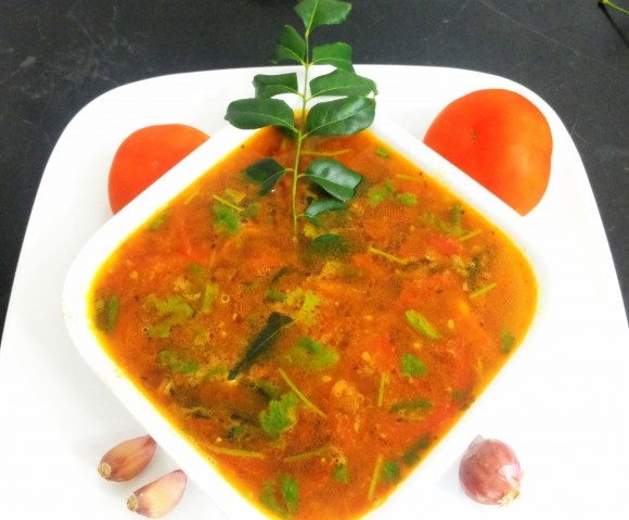 Tomato garlic rasam (south Indian dish)