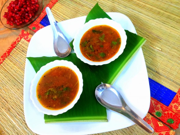 Tomato garlic rasam (south Indian dish)