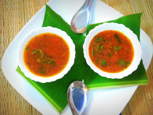 Tomato garlic rasam (south Indian dish)