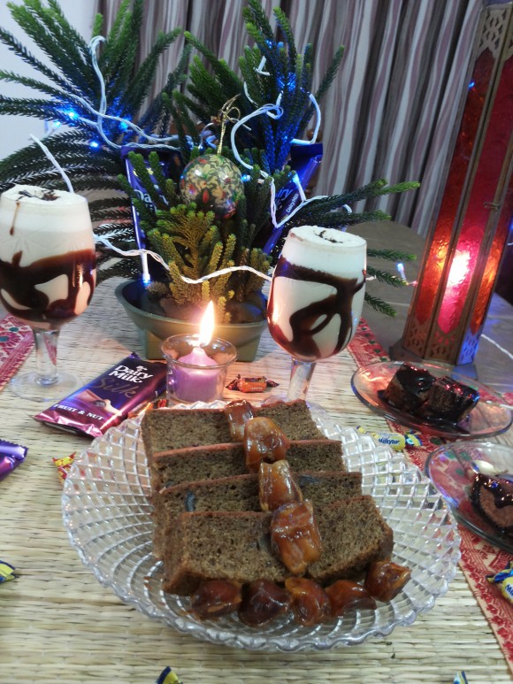 Eggless date cake