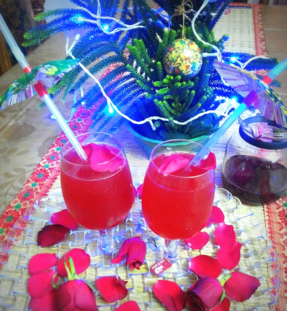 Fresh rose petals syrup (sharwat/drink)