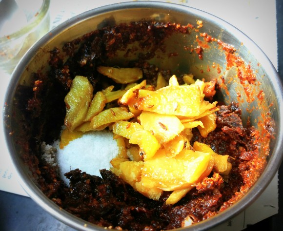 Add sugar, ginger and Jaggery 