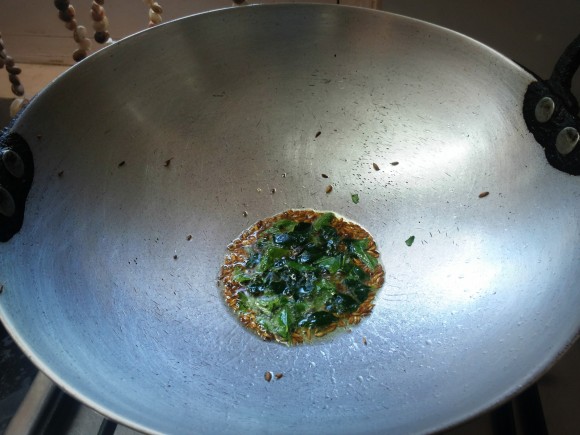 Add asafoetida and curry leaves