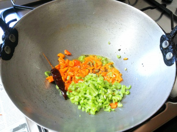 Add carrot, French beans
