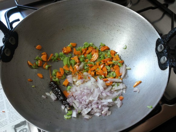Add carrot, French beans, onion