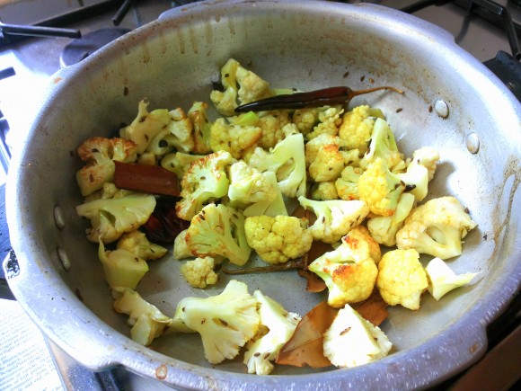 frying cauliflower