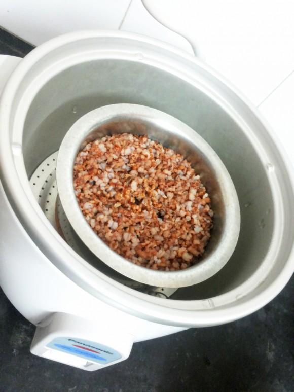 Boil the brown rice 