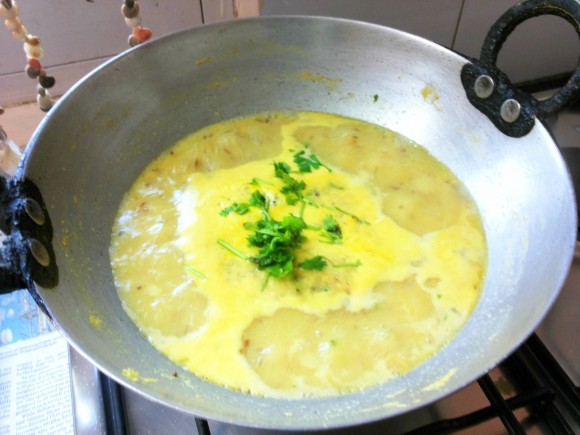 add fresh green coriander leaves