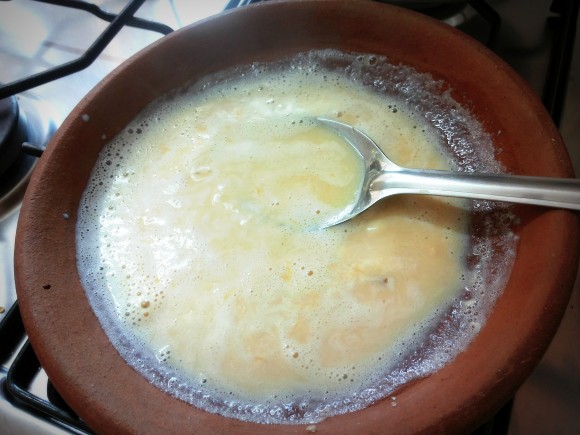 pour the thickened milk
