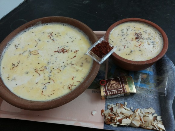 Add cardamom powder and saffron